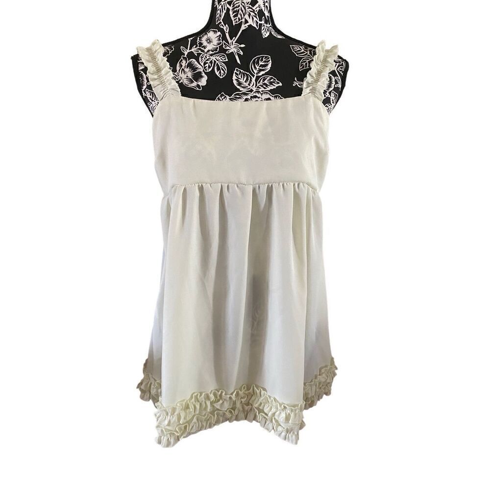 Vintage Babydoll Style Ruffle Trim Tank Top Feminine Cottagecore